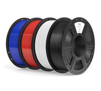 ELEGOO PLA+ Filament 1.75mm Bundle 4KG, Tough PLA Plus 3D Printer Filament Refill Dimensional Accuracy +/- 0.02mm, 4pcs 1kg Spool(2.2lbs) Fits for Most FDM 3D Printers Black/White/True Red/Dark Blue