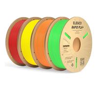 ELEGOO Rapid PLA Plus Filament 1.75mm Bundle 4KG, PLA+ 3D Printer Filament Up to 600 mm/s High Speed Printing, Dimensional Accuracy +/- 0.02 mm, 4pcs 1kg Cardboard Spool(Green,Orange,Yellow,Red)