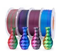 ELEGOO Silk PLA Filament Bundle 1.75mm, Dual and Triple Colours Shiny 3D Printer Filaments Dimensional Accuracy +/- 0.05mm, 4 Pack 250g Spool Multicolours