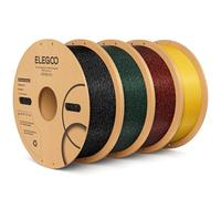 ELEGOO Sparkle PLA Filament 1.75mm Bundle 4KG, Glitter Twinkling 3D Printer Filament High Dimensional Accuracy, 4pcs 1kg Spool(2.2lbs) Sparkle Black, Red, Green, Gold