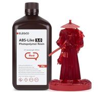 ELEGOO Upgraded ABS-Like Resin 3.0, 405nm UV-Curing 3D Printer Resin with Higher Precision and lower Shrinkage, Enhanced Strength and Toughness Photopolymer Resin for LCD Printer Clear Red 2KG