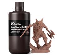 ELEGOO Upgraded Water Washable 8K 3D Printer Resin 2.0 Red Clay 1KG, 405nm UV-Curing 3D Resin with Lower Shrinkage and Higher Precision for LCD 3D Printing