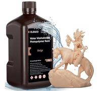 ELEGOO Water Washable 3D Printer Resin 2.0, Fast Curing Photopolymer Resin for LCD DLP SLA Resin Printers, 395-405nm UV Curing 3D Printing Liquid, Low Shrinkage, High Durability Beige 2KG