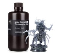 ELEGOO Water Washable 3D Printer Resin 2.0, Fast Curing Photopolymer Resin for LCD DLP SLA Resin Printers, 395-405nm UV Curing 3D Printing Liquid, Low Shrinkage, High Durability Smoky Black 1000g