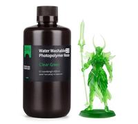 ELEGOO Water Washable 3D Printer Resin 2.0, Fast Curing Photopolymer Resin for LCD DLP SLA Resin Printers, 395-405nm UV Curing 3D Printing Liquid, Low Shrinkage, High Durability Clear Green 1000g