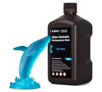 ELEGOO Water Washable 3D Printer Resin, Clear Blue 2KG, Fast Curing, Easy Cleanup with Water, Smooth Finish & High Precision 405nm UV Resin for LCD/MSLA 3D Printing