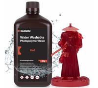 ELEGOO Water Washable 3D Printer Resin, Rapid LCD Resin 405nm UV-Curing Standard Photopolymer Resin for LCD 3D Printing Clear Red 2000G