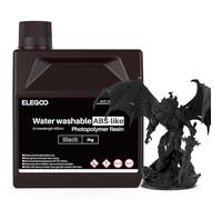 ELEGOO Water Washable ABS Like Resin 1KG, Rapid 3D Printer Resin 405nm LCD UV-Curing Standard Photopolymer Resin for LCD 3D Printing Black 2kg