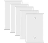 ELEGRP 1-Gang Blank Device Wall Plates, Mid-Size 4.88" H x 3.13" L Unbreakable Thermoplastic Blank Faceplate Cover for Unused Outlets/Switches, UL Listed (5 Pack, Glossy White)