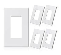 ELEGRP 1-Gang Screwless Decorative Wall Plates, Mid-Size Unbreakable Thermoplastic Faceplate Cover for Decorator Receptacle Outlet Switch, UL Listed (5 Pack, Matte White)