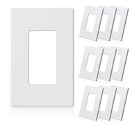 ELEGRP 1-Gang Screwless Decorative Wall Plates, Mid-Size Unbreakable Thermoplastic Faceplate Cover for Decorator Receptacle Outlet Switch, UL Listed (10 Pack, Matte White)