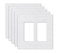 ELEGRP 2-Gang Screwless Decorative Wall Plates, Mid-Size Unbreakable Thermoplastic Faceplate Cover for Decorator Receptacle Outlet Switch, UL Listed (5 Pack, Matte White)