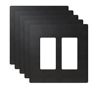 ELEGRP 2-Gang Screwless Decorative Wall Plates, Mid-Size Unbreakable Thermoplastic Faceplate Cover for Decorator Receptacle Outlet Switch, UL Listed (5 Pack, Matte Black)