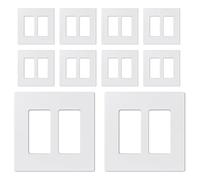 ELEGRP 2-Gang Screwless Decorative Wall Plates, Mid-Size Unbreakable Thermoplastic Faceplate Cover for Decorator Receptacle Outlet Switch, UL Listed (10 Pack, Matte White) Wall Plate