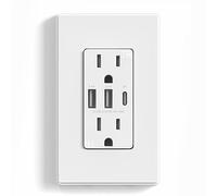 ELEGRP 30W 3-Port Type C USB Wall Outlet, Smart Chip High Speed Charging for iPhone, iPad, Samsung, Google, LG, HTC, Android Devices, Tablets and More, UL Listed, Wall Plate(1 Pack, Matte White)