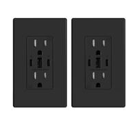 ELEGRP 30W 6.0 Amp 3-Port USB Wall Outlet, 15A Receptacle with Dual USB Type C & Type A Ports, USB Charger for iPhone/iPad/Samsung/LG/HTC/Android Devices, UL Listed, w/Wall Plate, 2 Pack, Matte Black