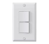 ELEGRP Decorator Double Rocker Light Switch, Two Single Pole Electrical Paddle, 15A 120V, in-Wall On/Off, Self-Grounding, Wall Plate Included, UL Listed (1 Pack, Glossy White)