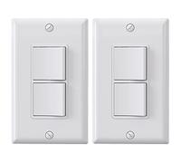 ELEGRP Decorator Double Rocker Light Switch, Two Single Pole Electrical Paddle Switch, 15A, 125V, in-Wall On/Off Switch, Self-grounding, Wall Plate is Included, UL Listed (2 Pack, Glossy White)