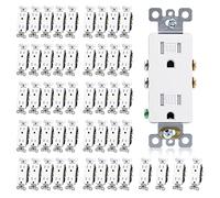 ELEGRP Decorator Wall Receptacle Outlet, Tamper Resistant 15 Amp Standard Electrical Wall Outlet, Residential Grade, Self-grounding, 125V, 2 Pole 3 Wire, 5-15R, UL Listed, Glossy White, 50 Pack