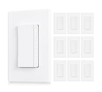 ELEGRP Dimmer Switch, Digital Dimmer Light Switch for LED Lights 150W, INC/HAL 450W, Single Pole LED Dimmer Switch, Needs Neutral Wire, Wall Plate Included, UL Listed, 10 Pack, Matte White