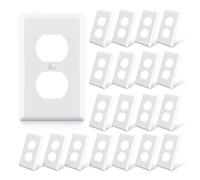 ELEGRP Duplex Receptacle Wall Plate, 1-Gang Standard Size Wall Outlet Covers, Unbreakable Polycarbonate Dual Outlet Faceplates Covers, UL Listed, Color-Matched Screws Included (20 Pack, Glossy White)