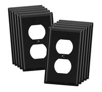 ELEGRP Duplex Receptacle Wall Plate, 1-Gang Standard Size Wall Outlet Covers, Unbreakable Polycarbonate Dual Outlet Faceplates Covers, UL Listed, Color-Matched Screws Included (10 Pack, Glossy Black)
