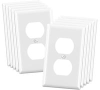 ELEGRP Duplex Receptacle Wall Plate, 1-Gang Standard Size Wall Outlet Covers, Unbreakable Polycarbonate Dual Outlet Faceplates Covers, UL Listed, Color-Matched Screws Included (10 Pack, Glossy White)