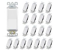 ELEGRP Glossy White Single Pole Decorator Light Switch, 15Amp, 120/277V, Decorative Paddle Rocker Switch Replacement, On/Off Wall Switch, Self-Grounding, Residential/Commercial Grade, 20 Pack, UL/CUL,