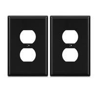 ELEGRP Large Size Outlet Covers Wall Plate, 1-Gang Duplex Electric Outlet Covers, Unbreakable Polycarbonate Wall Covers, UL Listed, Color-matched Screws Included (2 Pack, Glossy Black)
