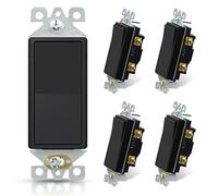 ELEGRP Matte Black Single Pole Decorator Light Switch, 15Amp, 120-277V, Decorative Paddle Rocker Switch Replacement, On/Off Wall Switch, Self-Grounding, Residential/Commercial Grade, UL/CUL (5 Pack)