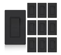 ELEGRP Matte Black Single Pole Decorator Light Switch, 15Amp 120/277V, Paddle Rocker Switch Wall Switch Replacement, Self-Grounding, Residential Grade, w/Wall Plate, UL/CUL (10 Pack)