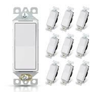 ELEGRP Matte White Single Pole Decorator Light Switch, 15Amp, 120/277V, Decorative Paddle Rocker Switch Replacement, On/Off Wall Switch, Self-Grounding, Residential/Commercial Grade, UL/CUL (10 Pack)