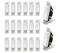 ELEGRP Matte White Single Pole Decorator Light Switch, 15Amp, 120-277V, Decorative Paddle Rocker Switch Replacement, On/Off Wall Switch, Self-Grounding, Residential/Commercial Grade, UL/CUL (20 Pack)