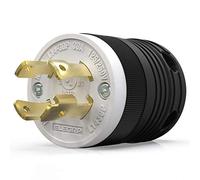 ELEGRP NEMA L14-30P Locking Plug, Generator Twist Lock Adapter Male Plug, 30 Amp 125/250V 3 Pole 4 Wire Grounding, Industrial Grade Heavy Duty, UL Listed (1 Pack, Black/White)