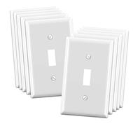 ELEGRP Toggle Light Switch Wall Plate, 1-Gang Standard Size Switch Covers, Unbreakable Polycarbonate Replacement Faceplates Covers, UL Listed, Color-Matched Screws Included (10 Pack, Glossy White)