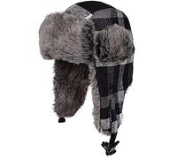 Elegtiskas Trapper Hat Winter Hats Trooper Russian Warm Hat with Ear Flaps Bomber hat for Men and Women Black