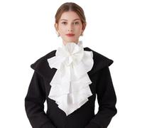 Elegtiskas Victorian Lace Jabot Collar for Men and Women, White Ruffle Neck Accessory for Colonial Costume