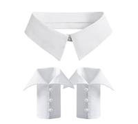 Elegtiskas White Collar and Cuffs Set Detachable Dickey Collar and fake Shirt Cuffs for Women