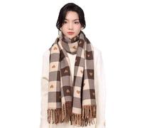 Elegtiskas Winter Thick Blanket Plaid Large Chunky Scarf Long Shawl Soft Scarves Casual Tassel Scarf for Women Girls