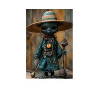 Elegua Santeria Doll Art Print_ Afro-Cuban Religious Illustration Canvas Poster Bedroom Decor Landscape Office Room Decor Gift 20x30inch(50x75cm)
