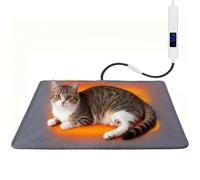 ELEGX Pet Heating Pad, 10 Adjustable Temperature Dog Cat Heating Pad, Waterproof Electric Heated Cat Bed with Smart Thermostat Switch & Chew Resistant Cord, Non-Slip Pet Heated Mat 17.7x17.7in