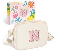 Elehui Cute Valentines Day Birthday Gifts for Her Initial Travel Belt Bag Teen Girl Trendy Stuff Small Crossbody Bag Fanny Pack Christmas Anniversary Romantic Gift for Women Girlfriend Wife Cream N