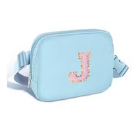 Elehui Initial Crossbody Bags Fanny Pack with Adjustable Strap Small Belt Bag Cross Body Purse for Teen Girls Dance Sing Swim Sport Team Match Day Preppy Christmas Birthday Gifts Idea Blue J