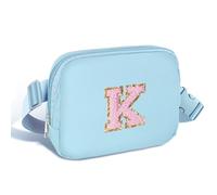 Elehui Initial Fanny Pack for Girls Crossbody Bags Small Belt Bag for Women Trendy Waist Pack with Adjustable Strap Personalized Cross Body Everywhere Chest Pouch Travel Accessories Gifts Blue K