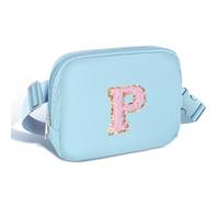 Elehui Initial Letter Small Crossbody Bag Fanny Pack with Adjustable Strap Personalized Belt Bag Cute Sport Events Festival Practical Pouch Travel Everywhere Chest Purse for Women Teen Girl Blue P