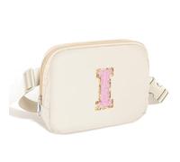 Elehui Preppy Stuff Cute Room Decor Initial Letter Small Waist Fanny Pack Travel Belt Bag Personalized Crossbody Bag House Warming Gifts New Home Birthday Gifts for Teen Girls Sister Friends Cream I