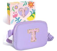 Elehui Teen Girl Gifts Trendy Stuff Preppy Initial Travel Fanny Pack for Teenage Girls Cute Belt Bag Crossbody Bags Dorm Room Bedroom Essentials Trip Gifts Birthday Gifts for Teen Girls Purple T