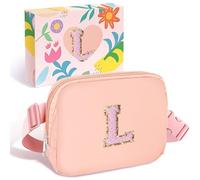 Elehui Unique Christmas Birthday Gifts for Women Teen Girls Her Personalized Fanny Pack Cute Initial Letter Crossbody Bags Trendy Belt Bag Preppy Travel Essentials Everywhere Chest Pouch Pink L