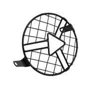 ELEKNZBZTG Motorcycle Headlight Grill Motorcycle 6.3'' Side Mount Headlight For Cafe For Racer For Touring For Sportster Round Grill Cover Universal Black Vintage LED Mask(F)