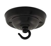 ElekTek 108mm Diameter Ceiling Rose with Hook Metallic Finishes Powder Coated Colours for Pendant Light Fittings and Chandeliers Jet Black
